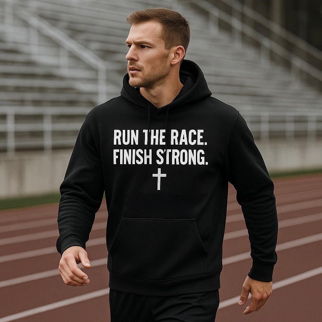 Run the Race. Finish Strong. – Performance Hoodie