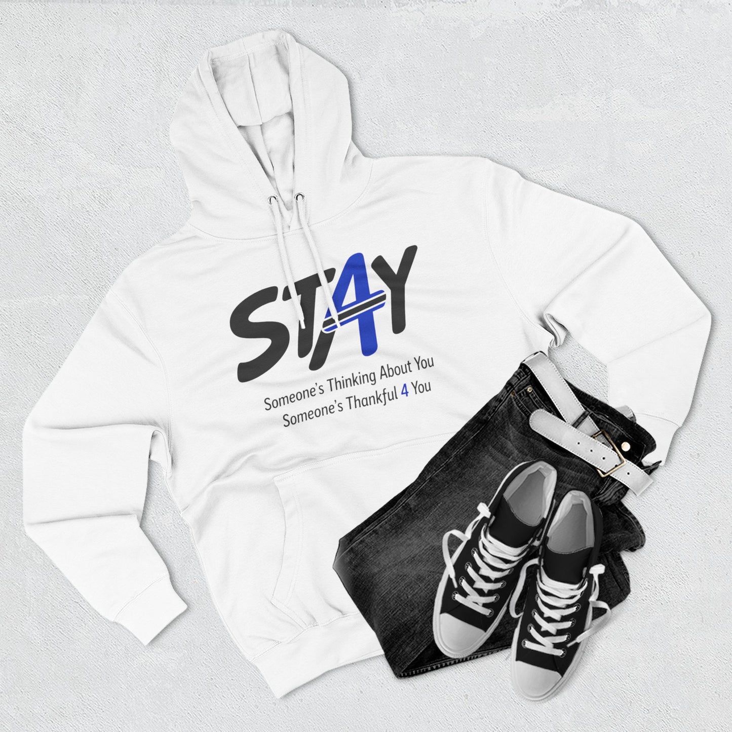 STAY Law Enforcement Mental Health Shirt | Thin Blue Line Awareness Three-Panel Fleece Hoodie
