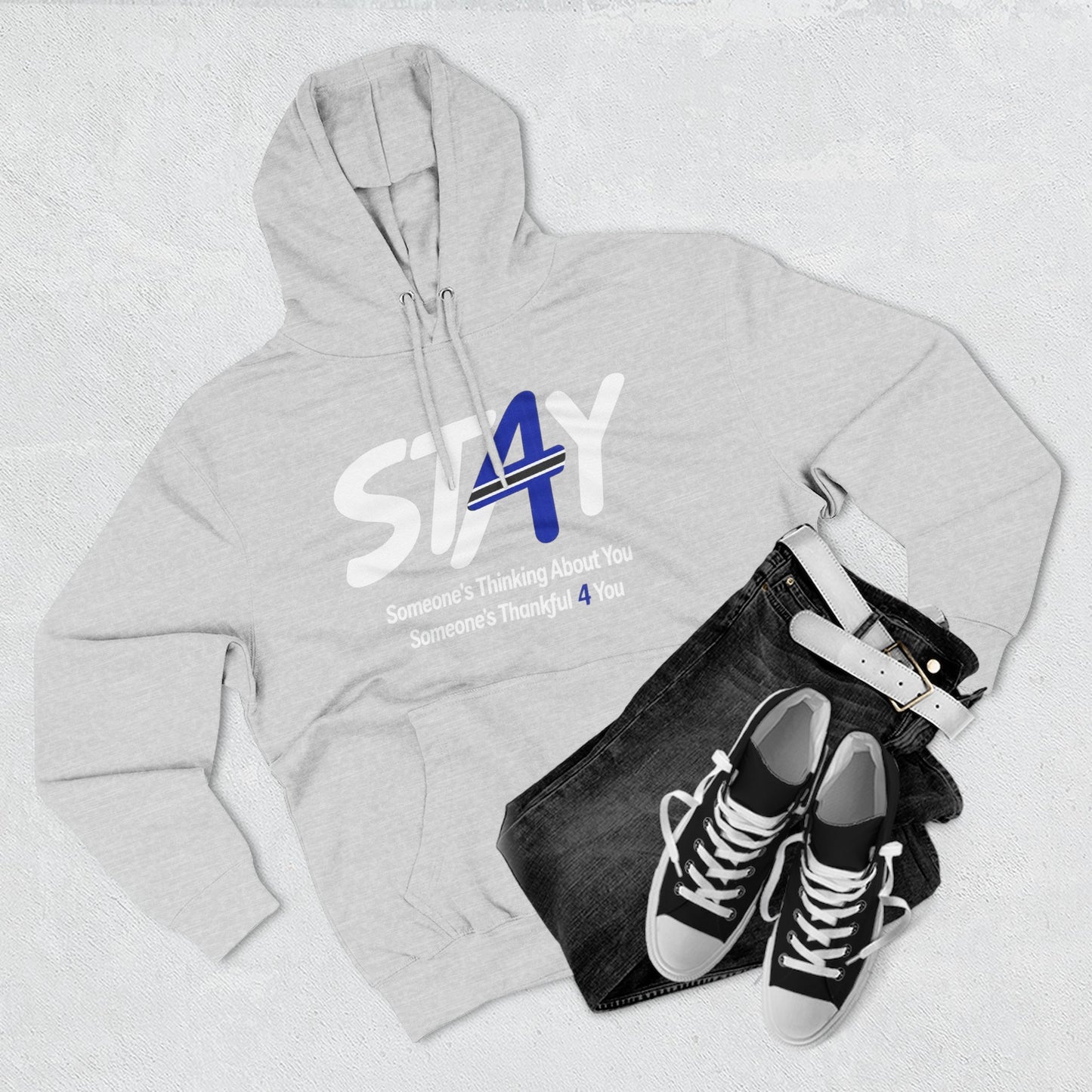 STAY Law Enforcement Mental Health Shirt | Thin Blue Line Awareness Three-Panel Fleece Hoodie
