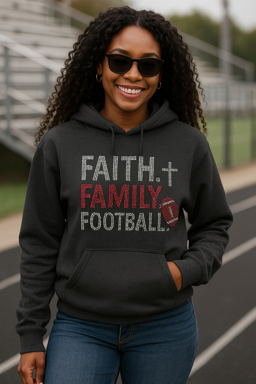 Faith. Family. Football. – Rhinestone Performance Hoodie