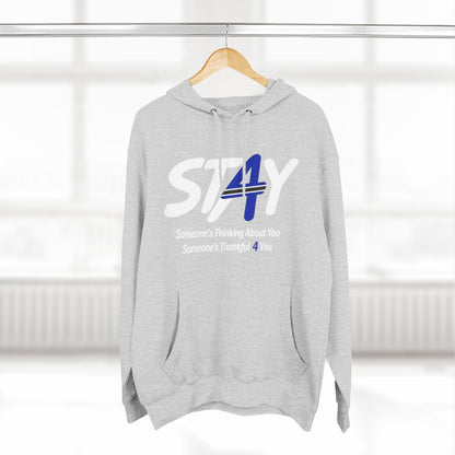 STAY Law Enforcement Mental Health Shirt | Thin Blue Line Awareness Three-Panel Fleece Hoodie
