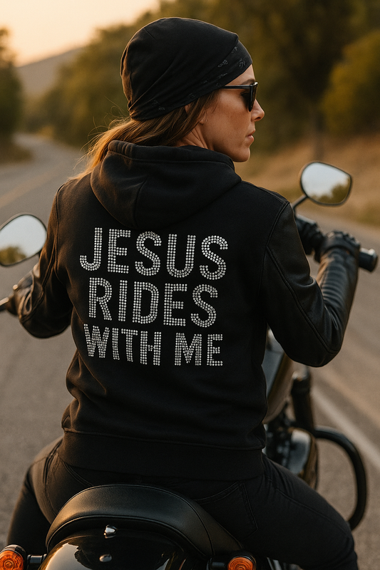 Jesus Rides With Me – Crystal Faith Rider Hoodie