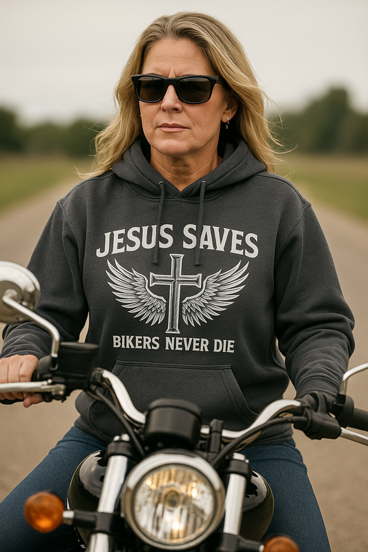 Jesus Saves – Bikers Never Die Hoodie