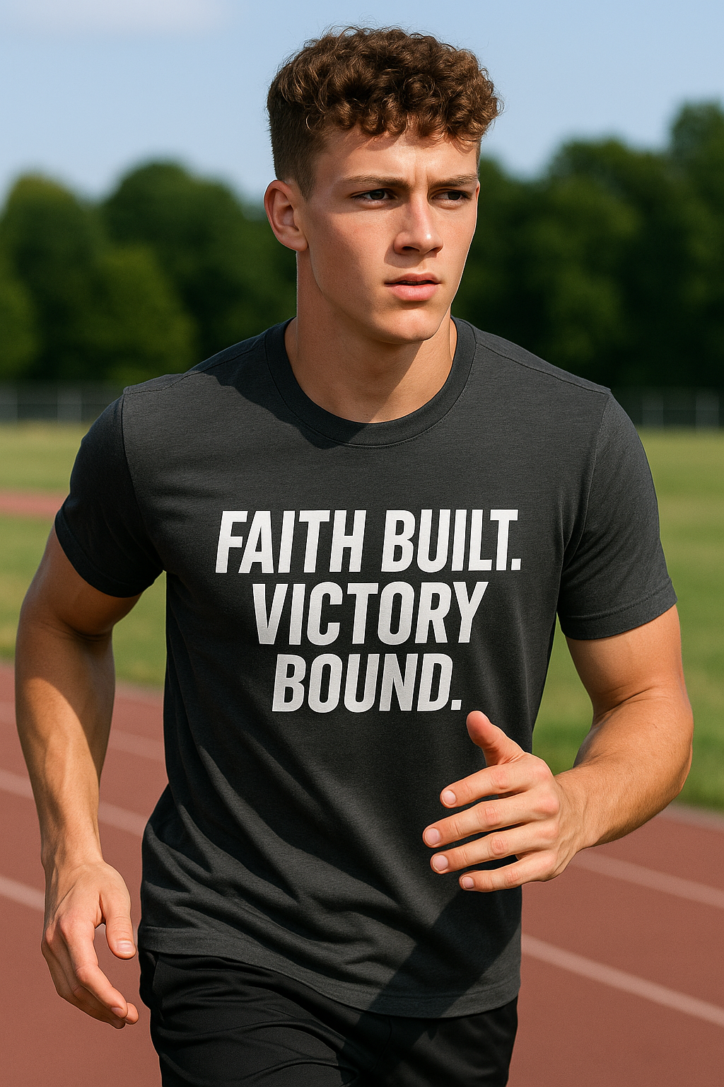 Faith Built. Victory Bound. – Performance Tee